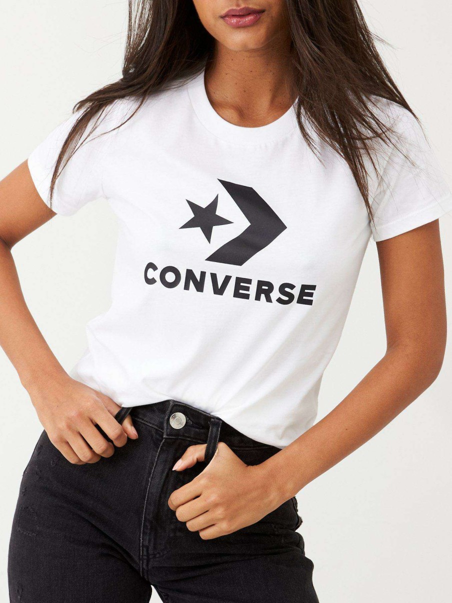 Women * | Converse Star Chevron Tee White