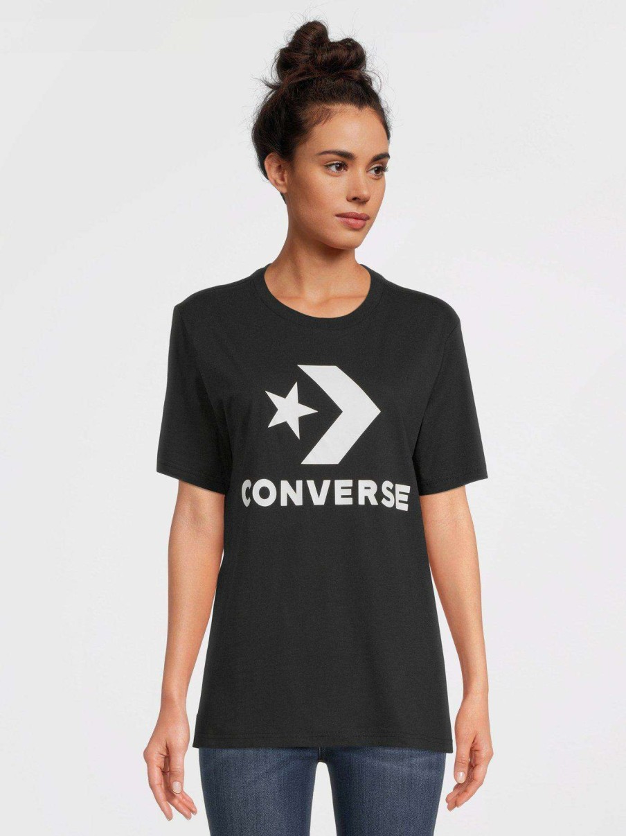 Women * | Converse Large Centre Star Chevron Short Sleeve T-Shirt Black