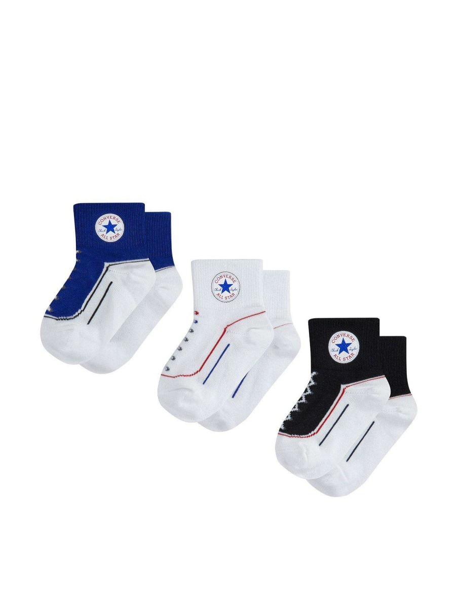 Gifts * | Converse Younger 3 Pack Chuck Infant Toddler Quarter Socks Blue