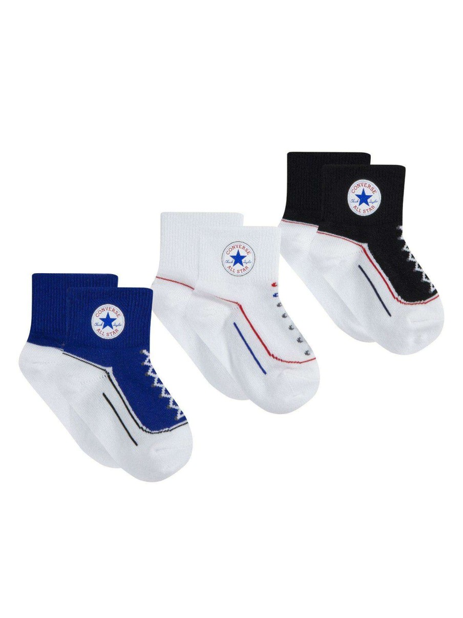 Gifts * | Converse Younger 3 Pack Chuck Infant Toddler Quarter Socks Blue