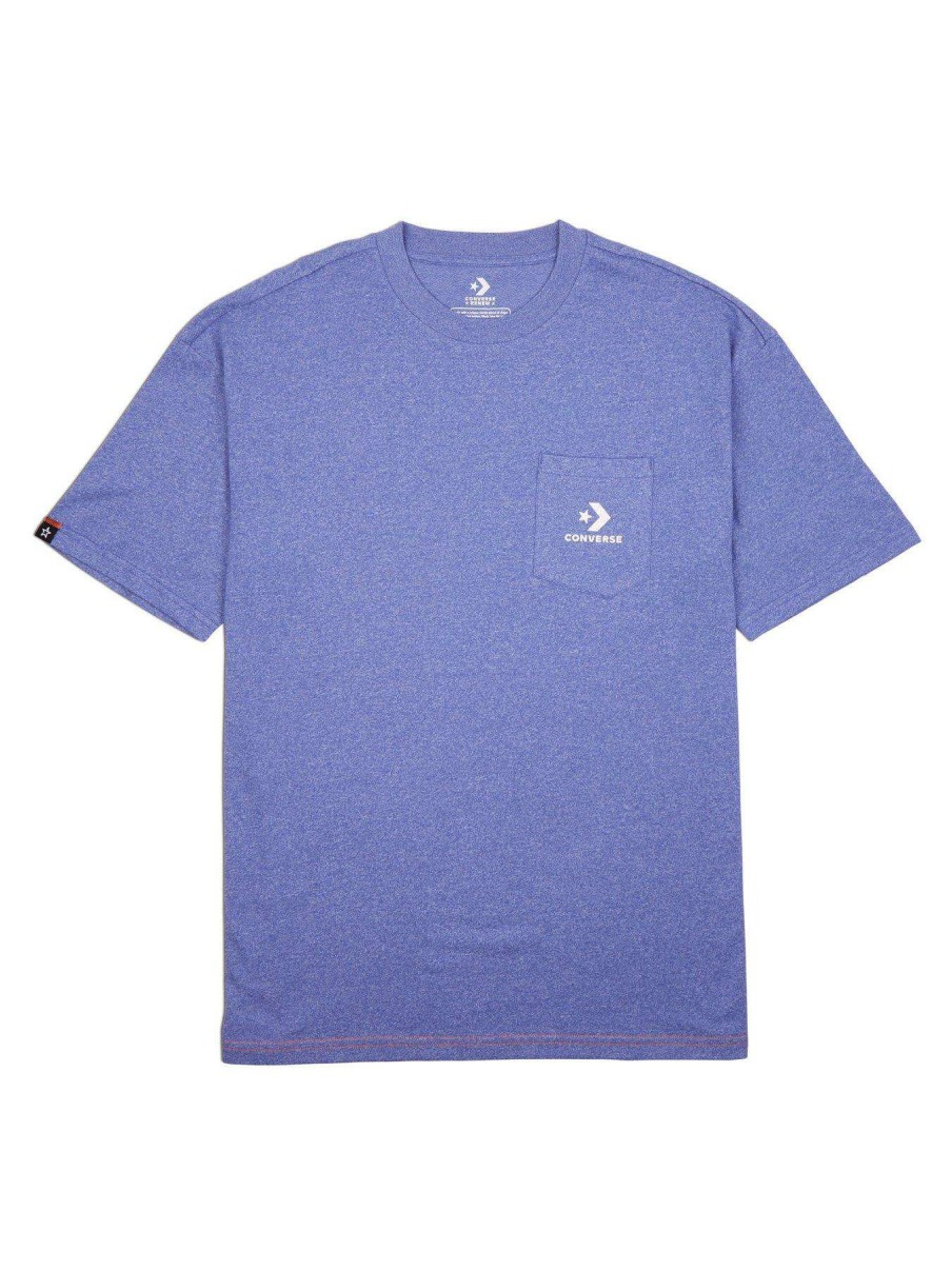 Men * | Converse Renew Star Chevron Embroidered Left Chest Pocket T-Shirt Blue/Marl