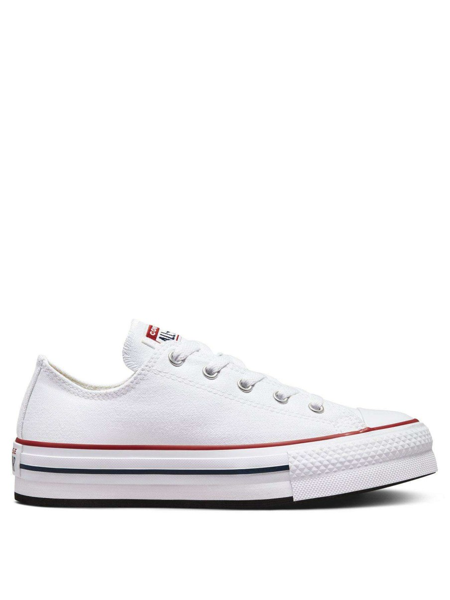 Kids * | Converse Chuck Taylor All Star Ox Junior Girls Eva Lift Canvas Platform Trainers -White