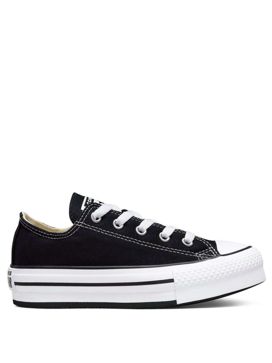 Kids * | Converse Chuck Taylor All Star Ox Childrens Girls Eva Lift Canvas Platform Trainers -Black/White