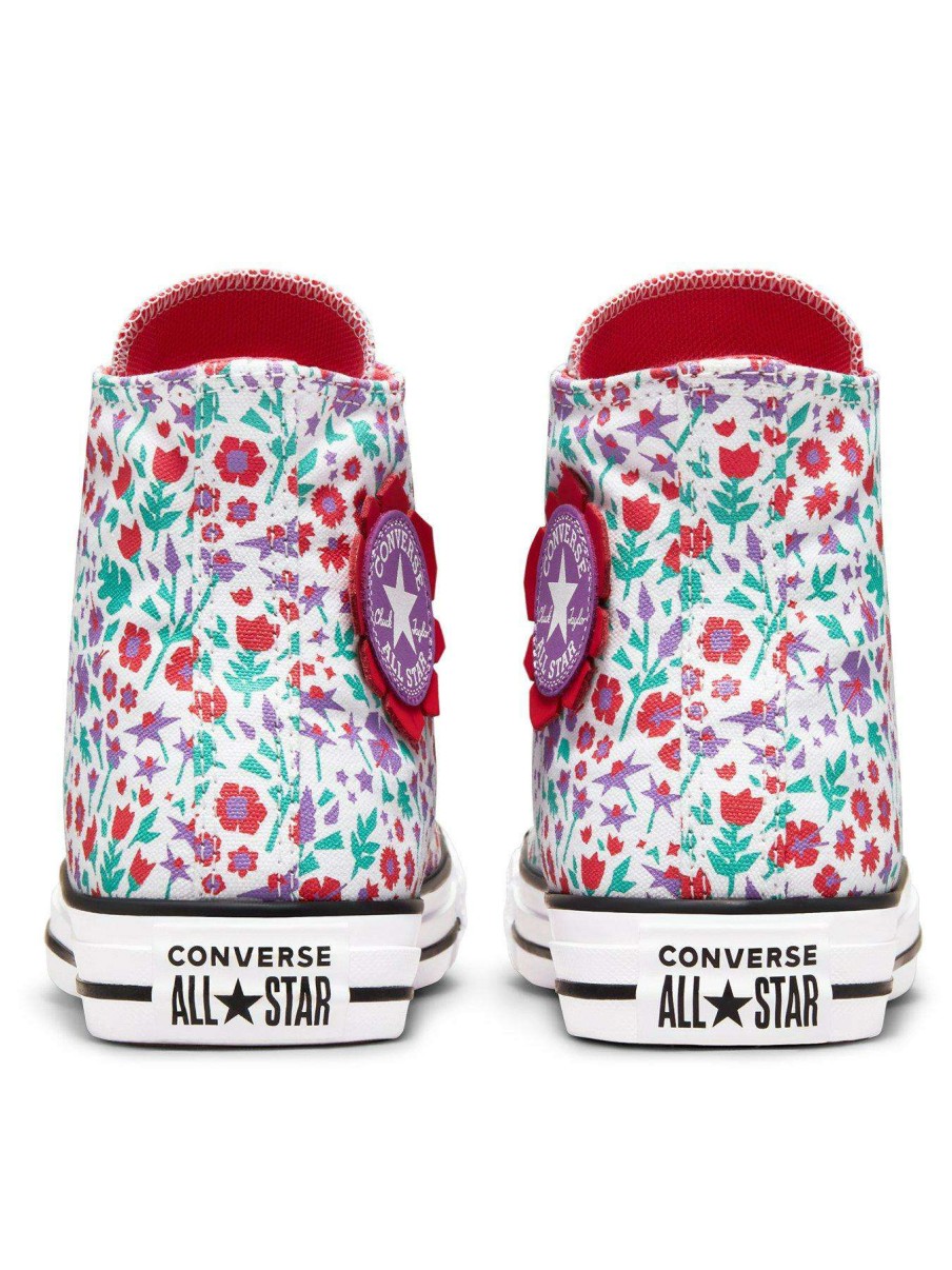 Kids * | Converse Chuck Taylor All Star Hi Junior Girls Paper Floral Print Trainers -White/Multi