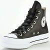 Women * | Converse Chuck Taylor All Star Leather Lift Platform Hi Black/White