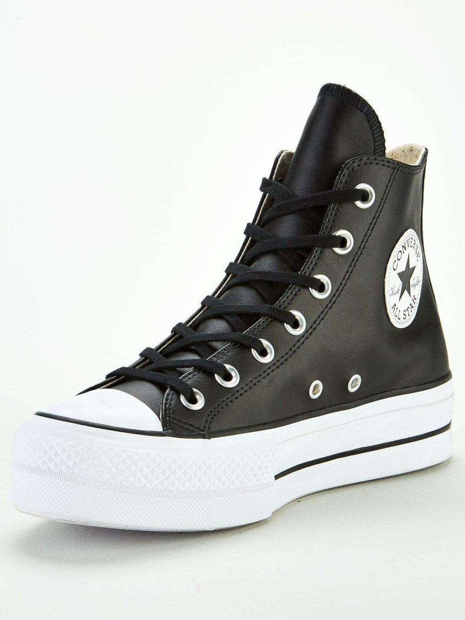 Women * | Converse Chuck Taylor All Star Leather Lift Platform Hi Black/White