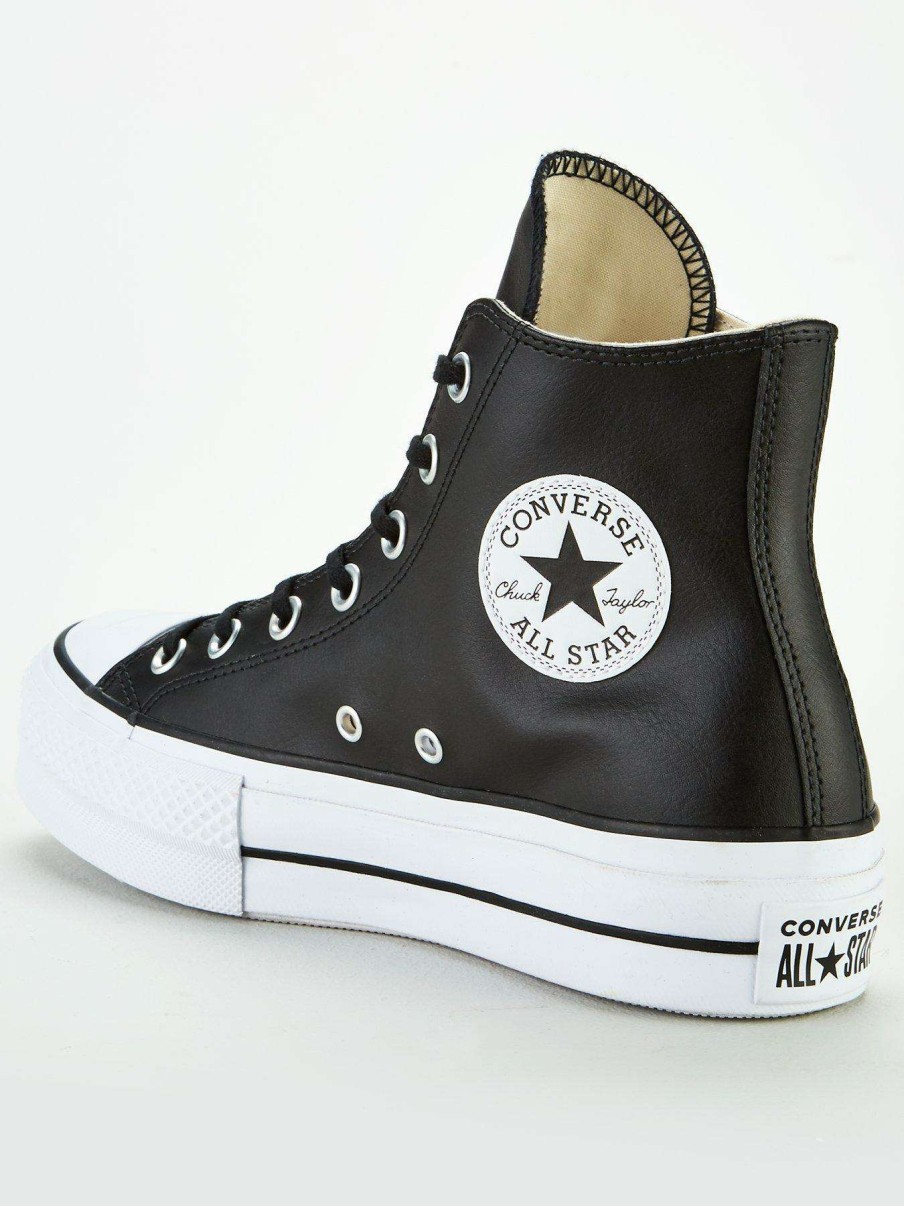 Women * | Converse Chuck Taylor All Star Leather Lift Platform Hi Black/White