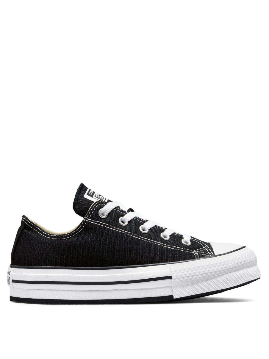 Kids * | Converse Chuck Taylor All Star Ox Junior Girls Eva Lift Canvas Platform Trainers -Black/White